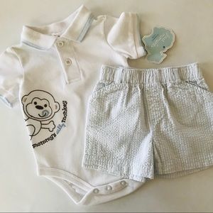 Baby Boy 3 Months Polo Bodysuit & Seersucker Short Set Outfit Summer
